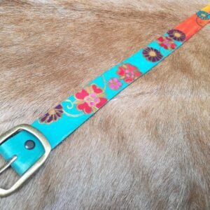 teal belt colorful flowers
