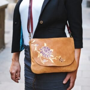tan flower bag