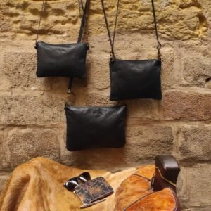 black zip leather bags rossymina