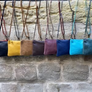 small zip leather bags in colors