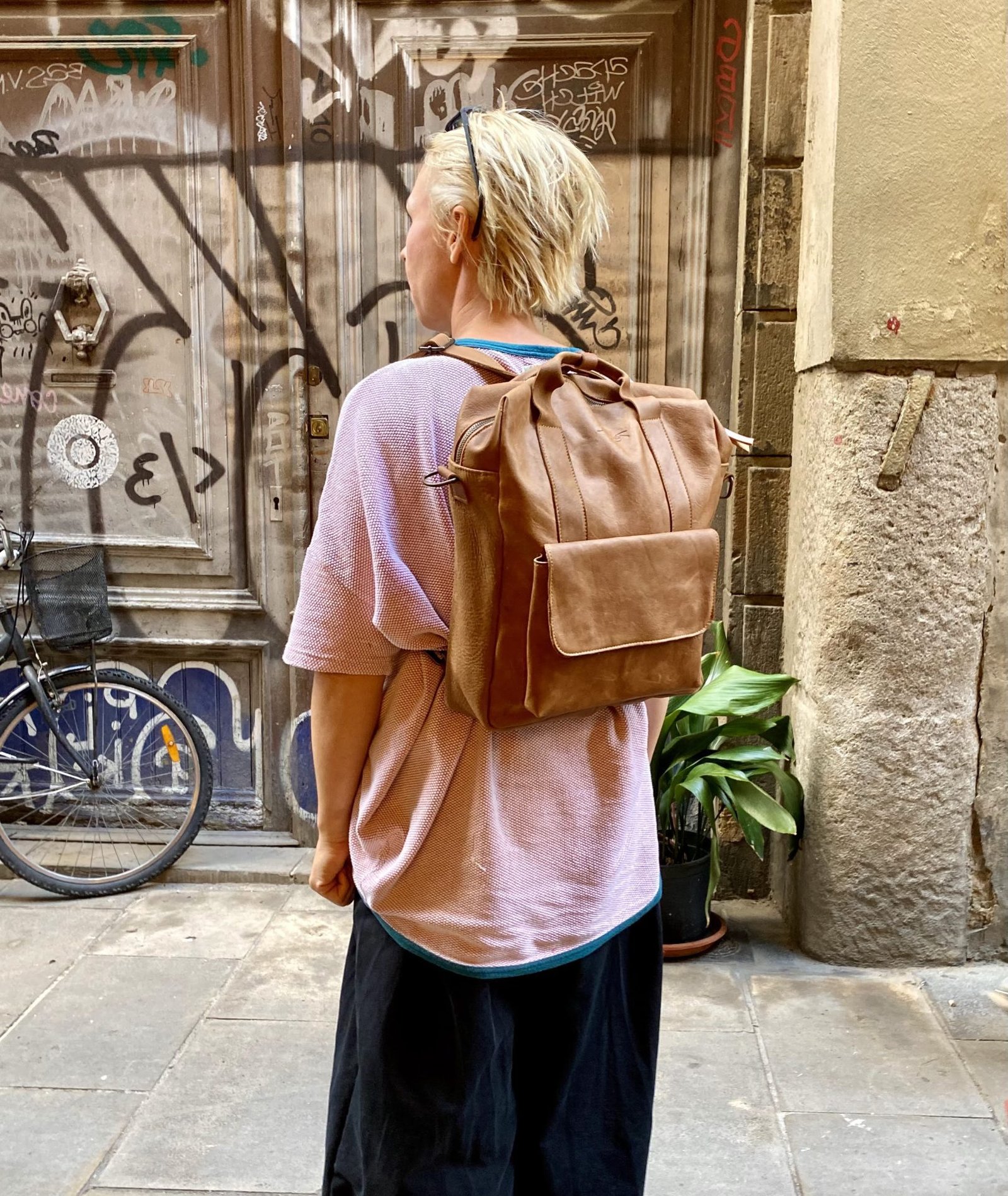 tan convertible backpack