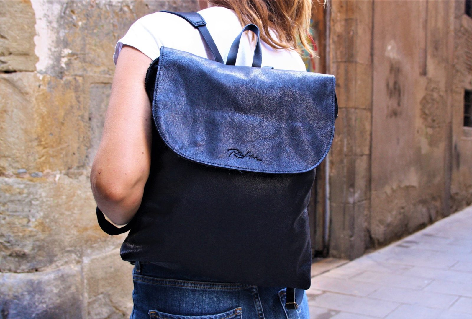 black flap backpack