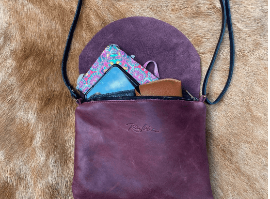 Bossa de pell color vi wine leather bag