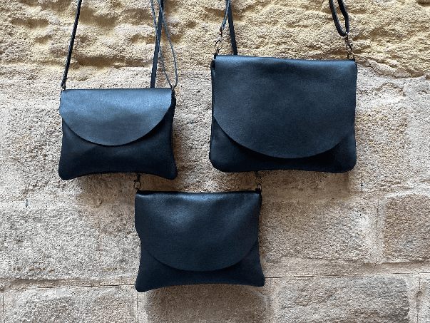 black leather bag