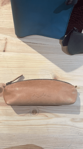 Leather case for handmade pencils beige pencil case