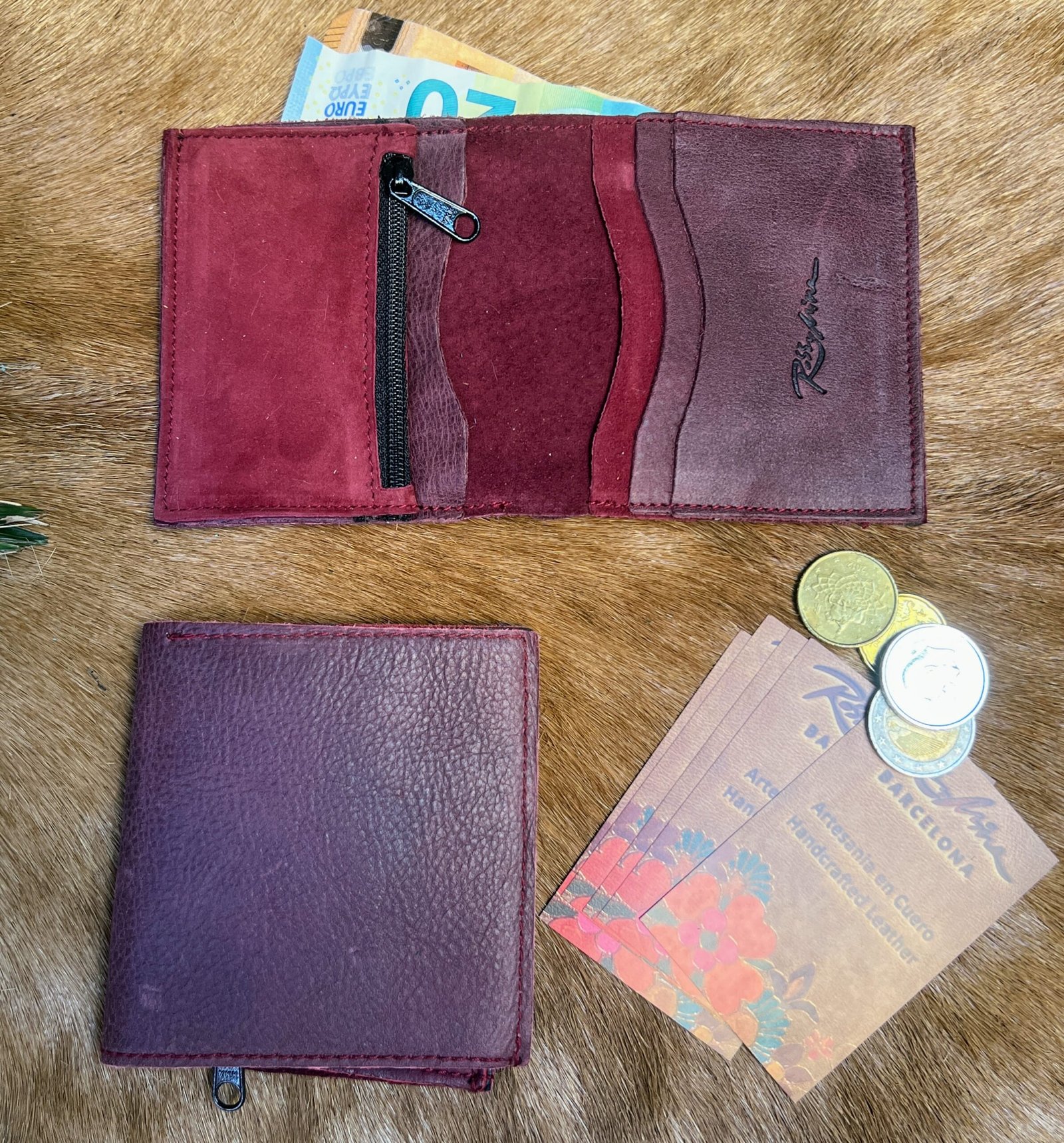 Cartera de piel Londres ( sin botón ) Billeteras L sin cierre wine