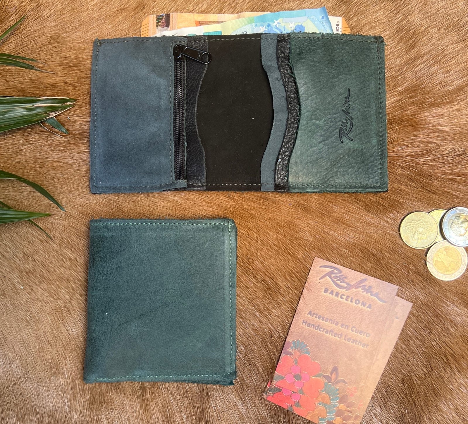 Cartera de piel Londres ( sin botón ) Billeteras L sin cierre verd